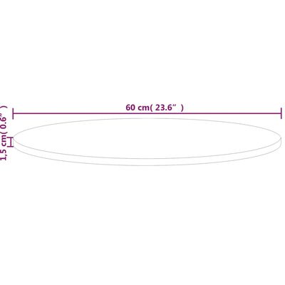 vidaXL Runde Tischplatte Ø60x1,5 cm Unbehandeltes Massivholz Eiche