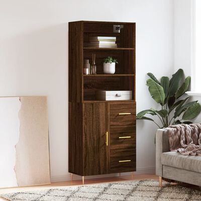 vidaXL Highboard Braun Eichen-Optik 69,5x34x180 cm Holzwerkstoff