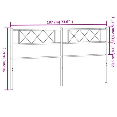 vidaXL Kopfteil Metall Schwarz 180 cm