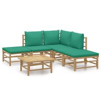 vidaXL 6-tlg. Garten-Lounge-Set mit Grünen Kissen Bambus