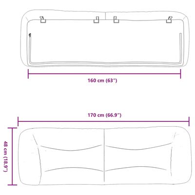 vidaXL Kopfteil-Kissen Hellgrau 160 cm Stoff