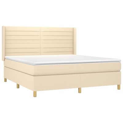 vidaXL Boxspringbett mit Matratze & LED Creme 160x200 cm Stoff