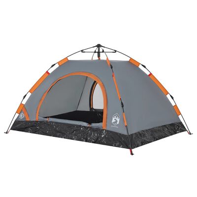 vidaXL Campingzelt 2 Personen Grau und Orange Quick Release