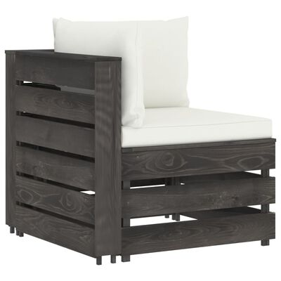 vidaXL 9-tlg. Garten-Lounge-Set mit Kissen Grau Imprägniertes Holz