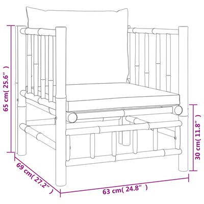 vidaXL 7-tlg. Garten-Lounge-Set mit Cremeweißen Kissen Bambus