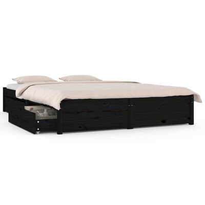 vidaXL Bett mit Schubladen Schwarz 135x190 cm