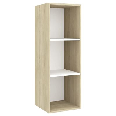 vidaXL TV-Wandschrank Sonoma-Eiche und Weiß 37x37x107 cm Holzwerkstoff