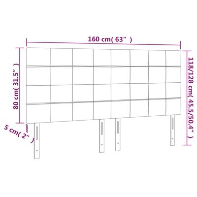 vidaXL Kopfteile 4 Stk. Hellgrau 80x5x78/88 cm Stoff