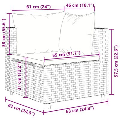 vidaXL 10-tlg. Garten-Sofagarnitur mit Kissen Grau Poly Rattan