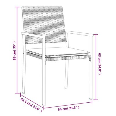 vidaXL 5-tlg. Garten-Essgruppe mit Kissen Poly Rattan und Stahl