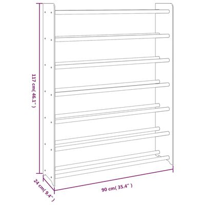 vidaXL Schuhregal Grau 90x24x117 cm Holzwerkstoff