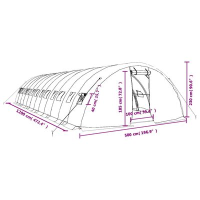 vidaXL Gewächshaus mit Stahlrahmen Weiß 60 m² 12x5x2,3 m