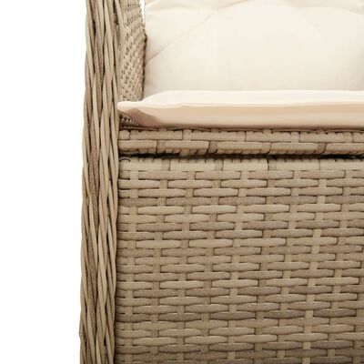 vidaXL 3-tlg. Garten-Bistro-Set mit Kissen Beige Poly Rattan