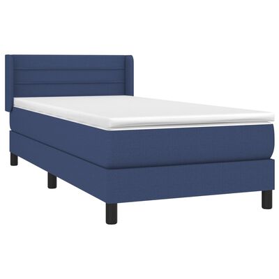 vidaXL Boxspringbett mit Matratze Blau 100x200 cm Stoff