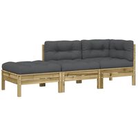 vidaXL Gartensofa mit Kissen und Hocker 2-Sitzer