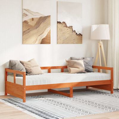 vidaXL Tagesbett mit Matratze Wachsbraun 90x190 cm Massivholz Kiefer