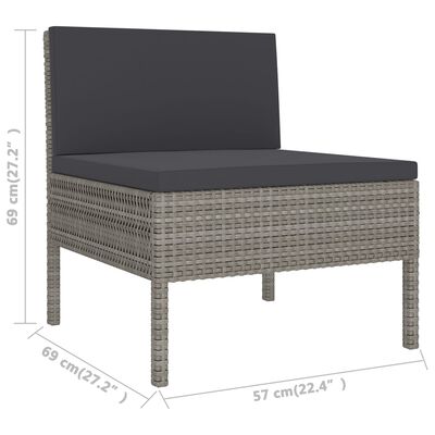 vidaXL 11-tlg. Garten-Lounge-Set mit Auflagen Poly Rattan Grau