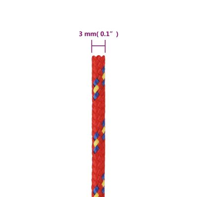 vidaXL Bootsseil Rot 3 mm 250 m Polypropylen