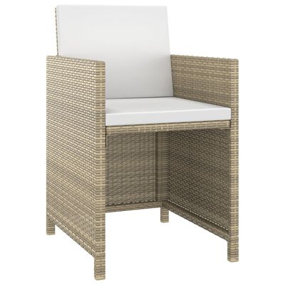 vidaXL 5-tlg. Garten-Essgruppe mit Kissen Poly Rattan Beige