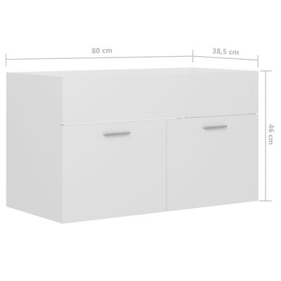 vidaXL Waschbeckenunterschrank mit Einbaubecken Weiß Holzwerkstoff