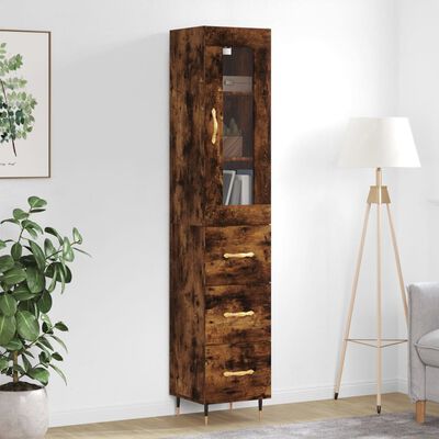 vidaXL Highboard Räuchereiche 34,5x34x180 cm Holzwerkstoff