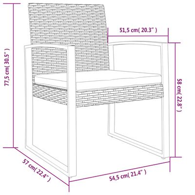 vidaXL Garten-Esszimmerstühle 2 Stk. Schwarz PP-Rattan