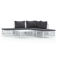 vidaXL 6-tlg. Garten-Lounge-Set mit Kissen Weiß Stahl