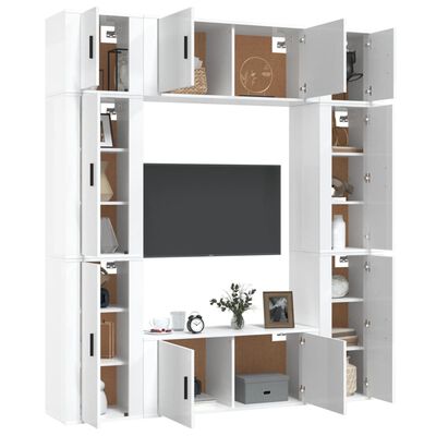 vidaXL 8-tlg. TV-Schrank-Set Hochglanz-Weiß Holzwerkstoff