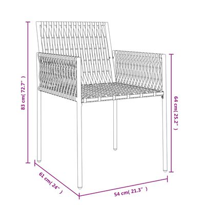 vidaXL Gartenstühle mit Kissen 6 Stk. Braun 54x61x83 cm Poly Rattan