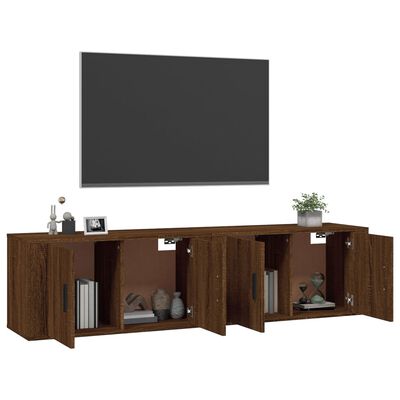 vidaXL TV-Wandschränke 2 Stk. Braun Eichen-Optik 80x34,5x40 cm