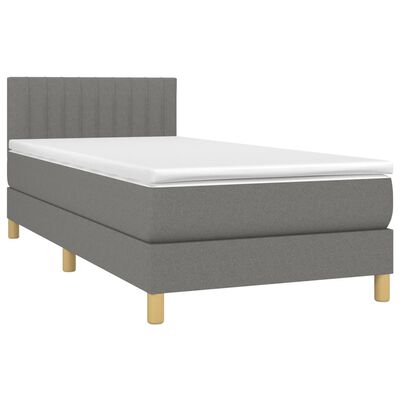 vidaXL Boxspringbett mit Matratze Dunkelgrau 90x200 cm Stoff