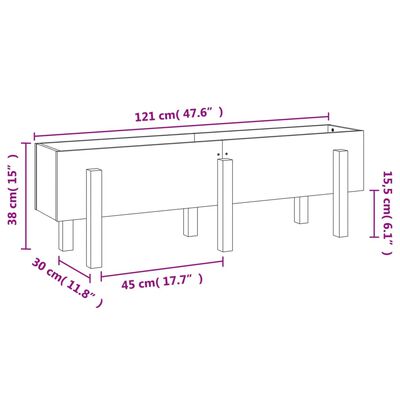 vidaXL Hochbeet Weiß 121x30x38 cm Massivholz Kiefer