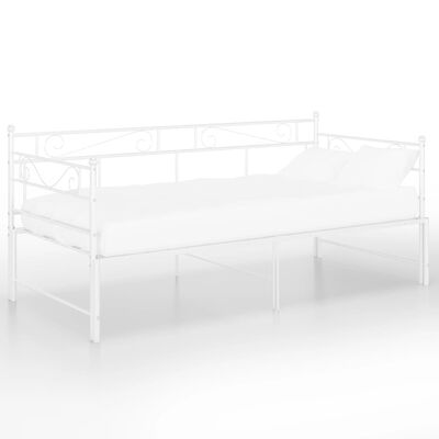 vidaXL Tagesbett Ausziehbar Weiß Metall 90x200 cm