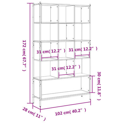 vidaXL Bücherregal Sonoma-Eiche 102x28x172 cm Holzwerkstoff