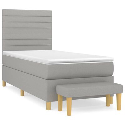 vidaXL Boxspringbett mit Matratze Hellgrau 90x200 cm Stoff