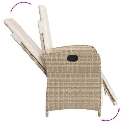 vidaXL 9-tlg. Garten-Essgruppe mit Kissen Beige Poly Rattan