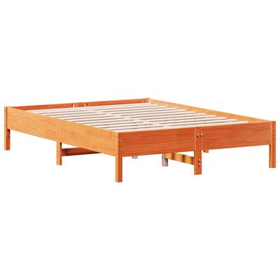 vidaXL Massivholzbett ohne Matratze Wachsbraun 135x190 cm Kiefernholz