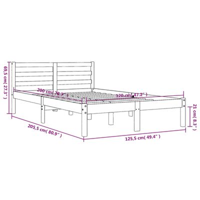 vidaXL Massivholzbett ohne Matratze Wachsbraun 120x200 cm Kiefernholz