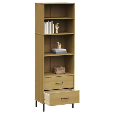 vidaXL Bücherregal OSLO mit 2 Schubladen Braun 60x35x180 cm Massivholz