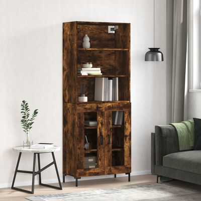 vidaXL Highboard Räuchereiche 69,5x34x180 cm Holzwerkstoff