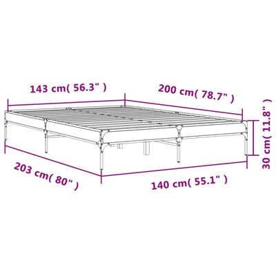 vidaXL Bettgestell Sonoma-Eiche 140x200 cm Holzwerkstoff und Metall