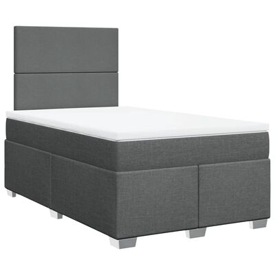 vidaXL Boxspringbett mit Matratze Dunkelgrau 120x190 cm Stoff