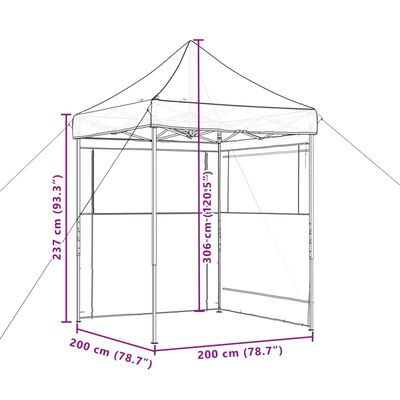 vidaXL Partyzelt Faltbar Pop-Up mit 2 Seitenteilen Braun