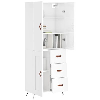 vidaXL Highboard Hochglanz-Weiß 69,5x34x180 cm Holzwerkstoff