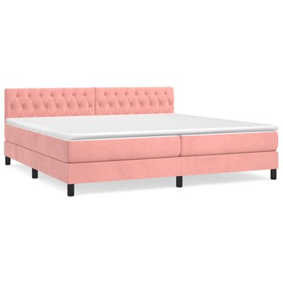 vidaXL Boxspringbett mit Matratze Rosa 200x200 cm Samt