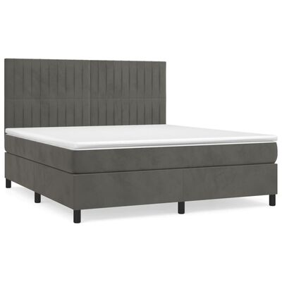 vidaXL Boxspringbett mit Matratze Dunkelgrau 160x200 cm Samt