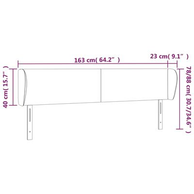 vidaXL Kopfteil mit Ohren Blau 163x23x78/88 cm Stoff