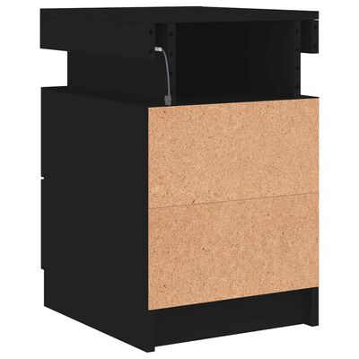 vidaXL Nachttisch mit LED-Leuchten Schwarz 35x39x55 cm