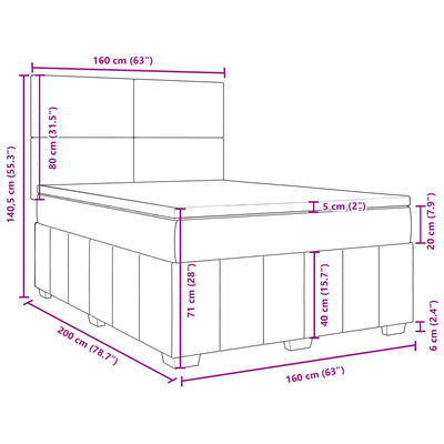 vidaXL Boxspringbett mit Matratze Creme 160x200 cm Stoff