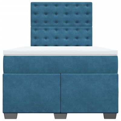 vidaXL Boxspringbett mit Matratze Blau 120x190 cm Samt